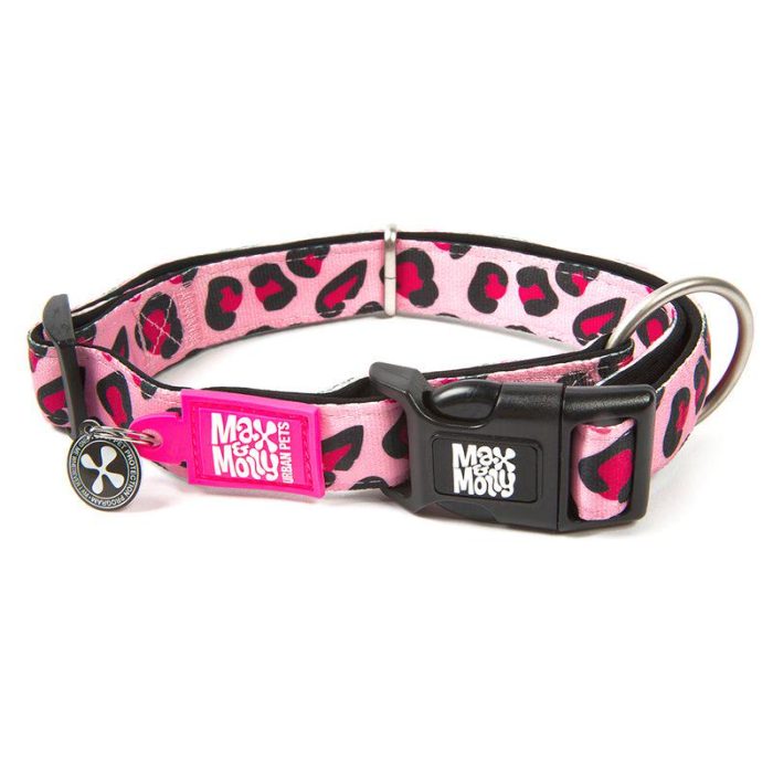 Max and Molly Leopard Pink Smart ID Dog Collar