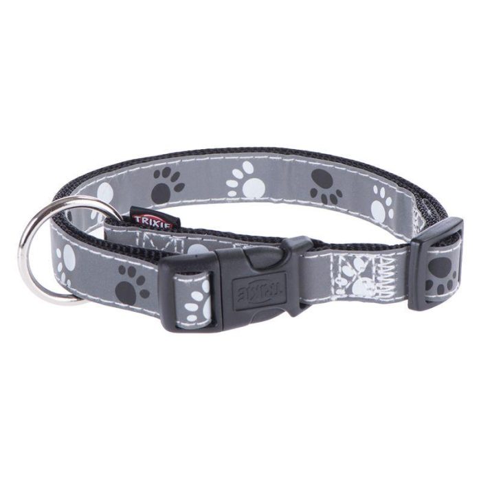 Trixie Reflective Paws Dog Collar - Silver